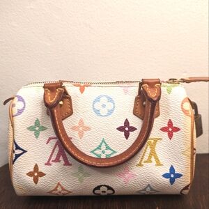 Authentic Louis Vuitton Monogram Multicolor Mini Sac HL Speedy in White